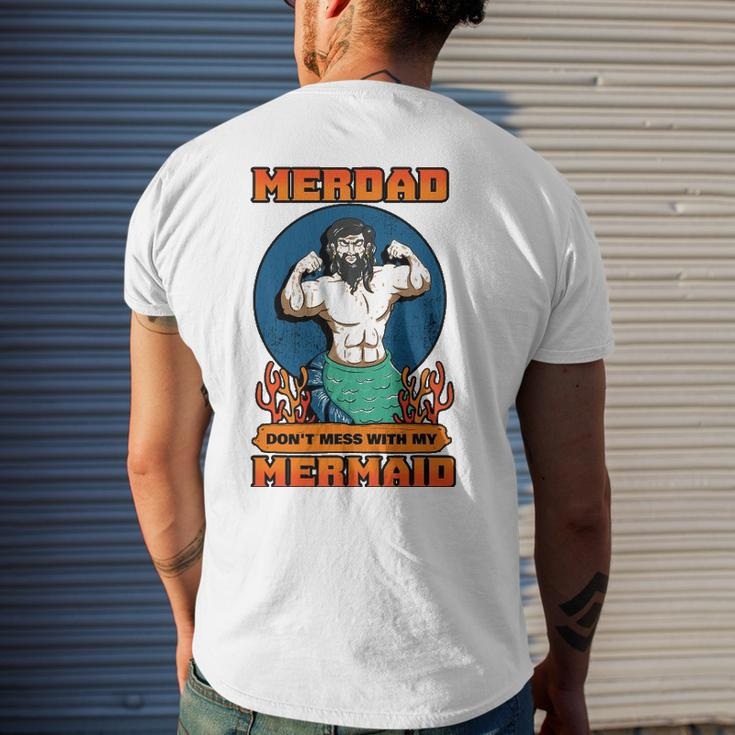 Merdad Dont Mess With My Mermaid Merman Father Idea Men's Back Print T-shirt Gifts for Him