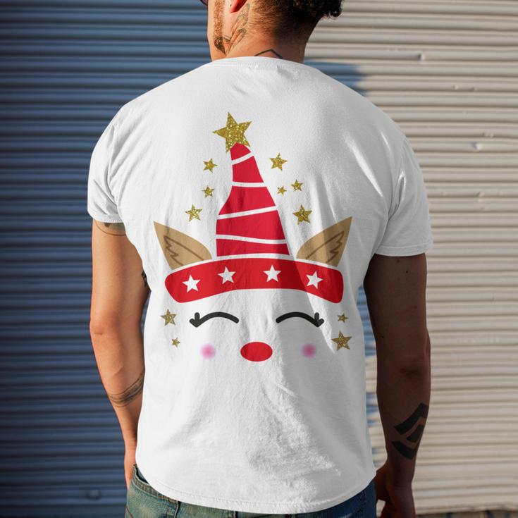 New Christmas Unicorn Face Santicorn Cute Men's Crewneck Short Sleeve Back Print T-shirt Gifts for Him