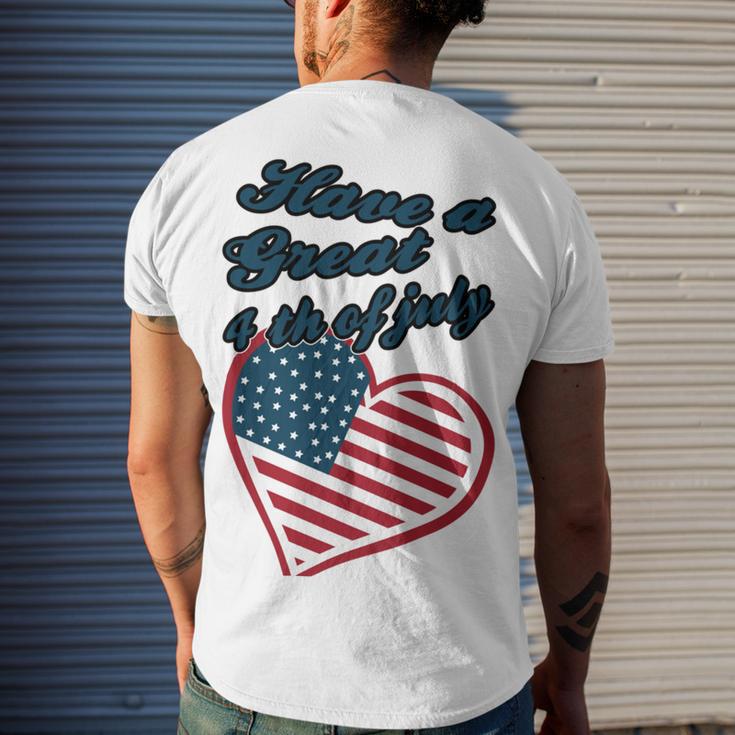 Official Have A Great 4Th Of July Men's Crewneck Short Sleeve Back Print T-shirt Gifts for Him