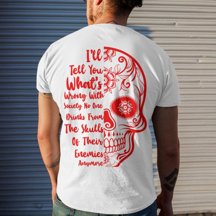 Official Wrong Society Drink From The Skull Of Your Enemies V3 Men's Crewneck Short Sleeve Back Print T-shirt Gifts for Him