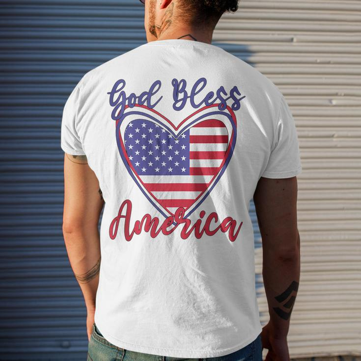 Patriotic 4Th Of July Heart For Women Cute God Bless America Men's T-shirt Back Print Gifts for Him