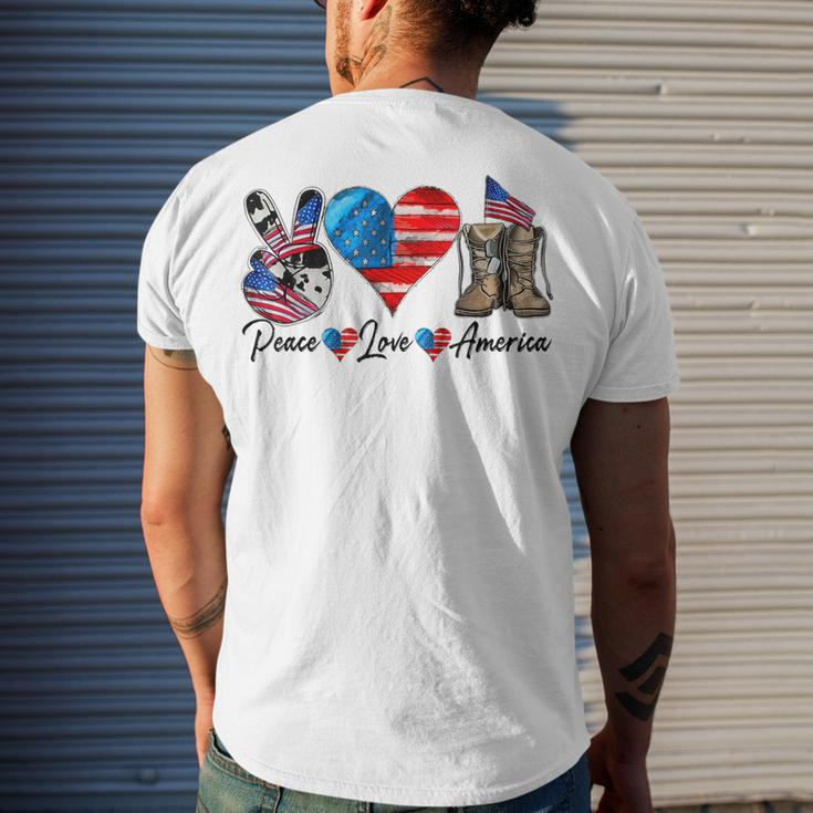 Peace Love America Vintage 4Th Of July Western America Flag Men's T-shirt Back Print Gifts for Him