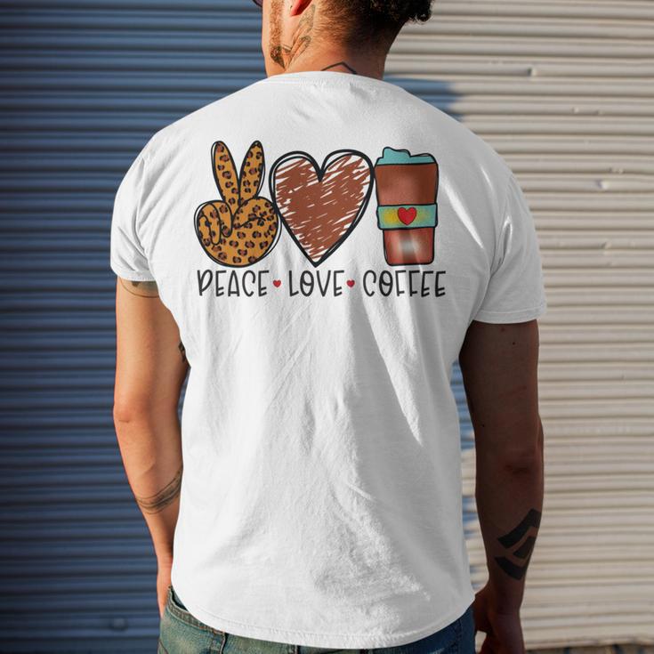 Peace Love Coffee Men's Crewneck Short Sleeve Back Print T-shirt Gifts for Him