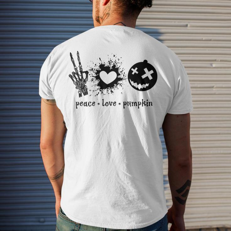 Peace Love Pumpkin Halloween Men's Crewneck Short Sleeve Back Print T-shirt Gifts for Him