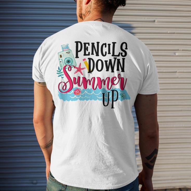 Pencils Down Summer Up Men's Crewneck Short Sleeve Back Print T-shirt Gifts for Him