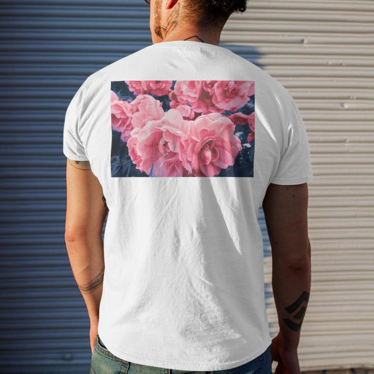 Pink Roses In Garden Men's Crewneck Short Sleeve Back Print T-shirt Gifts for Him