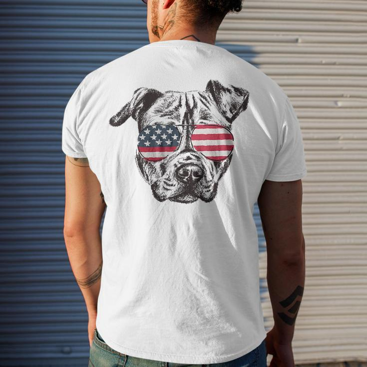 Pitbull 4Th Of July Sunglasses American Flag Patriotic Men's T-shirt Back Print Gifts for Him