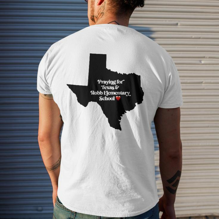 Praying For Texas Robb Elementary School End Gun Violence Men's Back Print T-shirt Gifts for Him