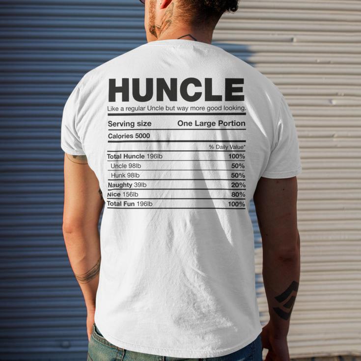 Premium Huncle Like A Regular Uncle But Way More Good Looking Nutrition Chart Men's Crewneck Short Sleeve Back Print T-shirt Gifts for Him