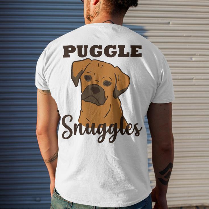 Puggle Dog Snuggles Funny Cute Pug Beagle Mom Dad Men's Crewneck Short Sleeve Back Print T-shirt Gifts for Him