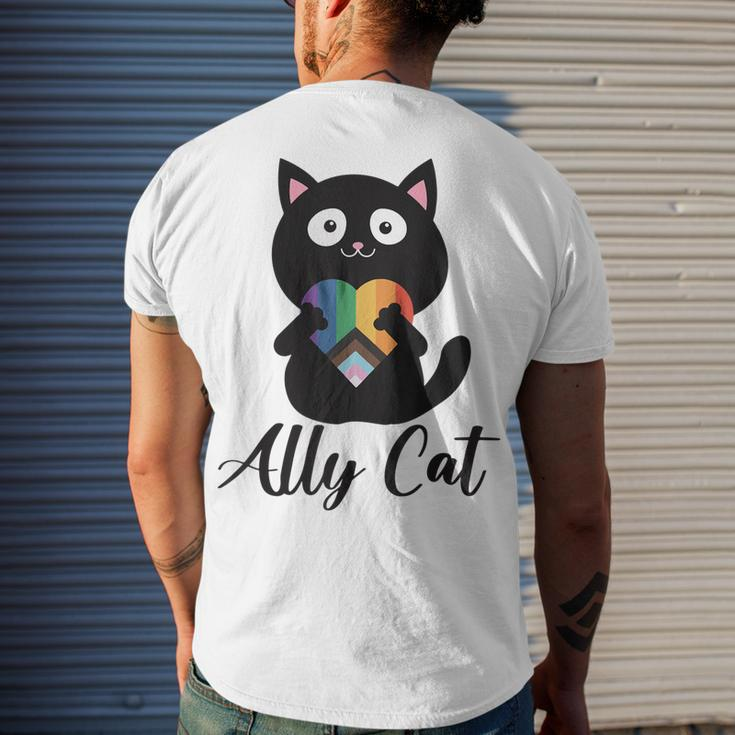 Rainbow Ally Cat Lgbt Gay Pride Flag Heart Men Women Kids Men's Back Print T-shirt Gifts for Him