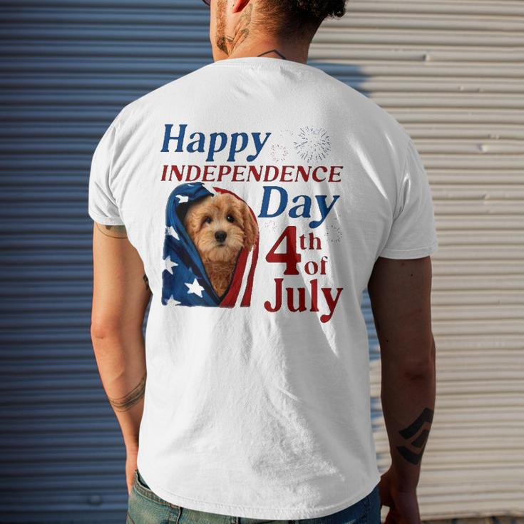 Red Goldendoodle Happy Independence Day 4Th Of July American Flag Men's Back Print T-shirt Gifts for Him
