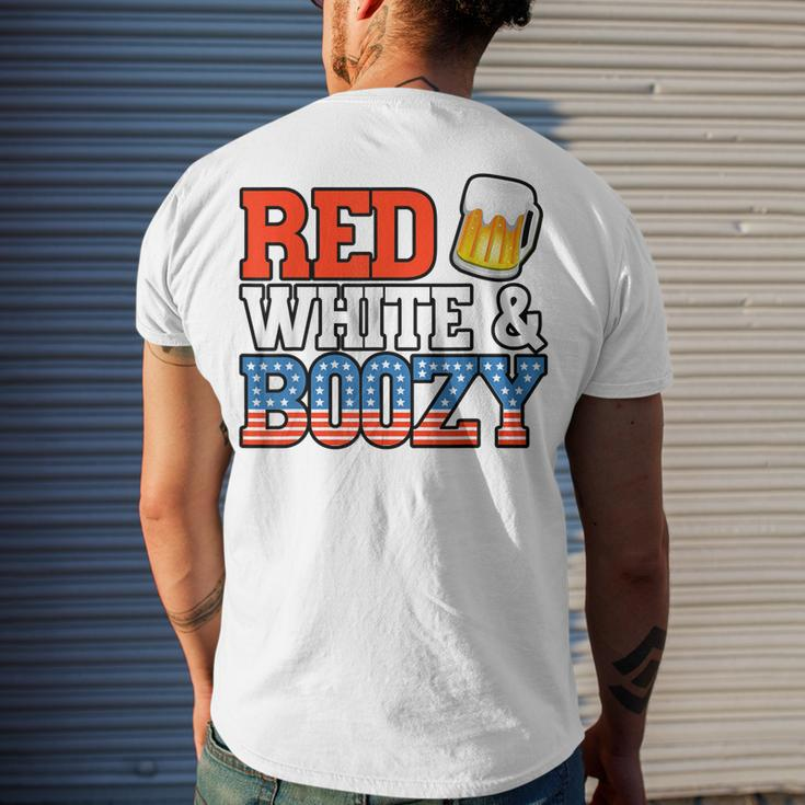 Red White And Boozy 4Th Of July Drinking Crew Party Men's T-shirt Back Print Gifts for Him