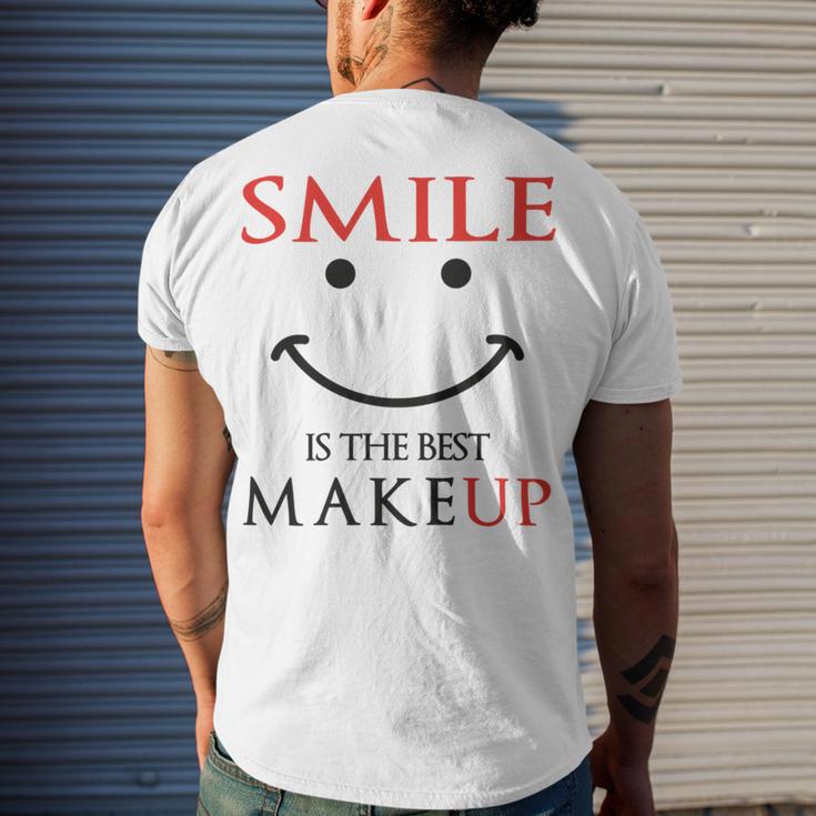 Smile Is The Best Makeup Men's Crewneck Short Sleeve Back Print T-shirt Gifts for Him