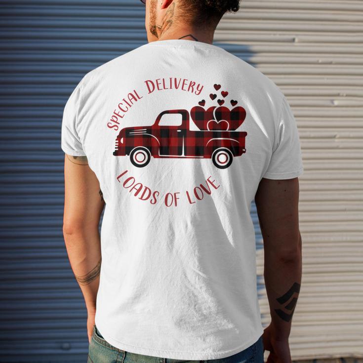 Special Delivery Valentines Car Red Plaid Men's Crewneck Short Sleeve Back Print T-shirt Gifts for Him