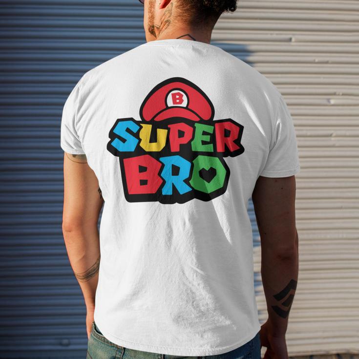 Super Bro Funny Brother Video Gaming Lover Gift Birthday Holiday By Mesa Cute Men's Crewneck Short Sleeve Back Print T-shirt Gifts for Him