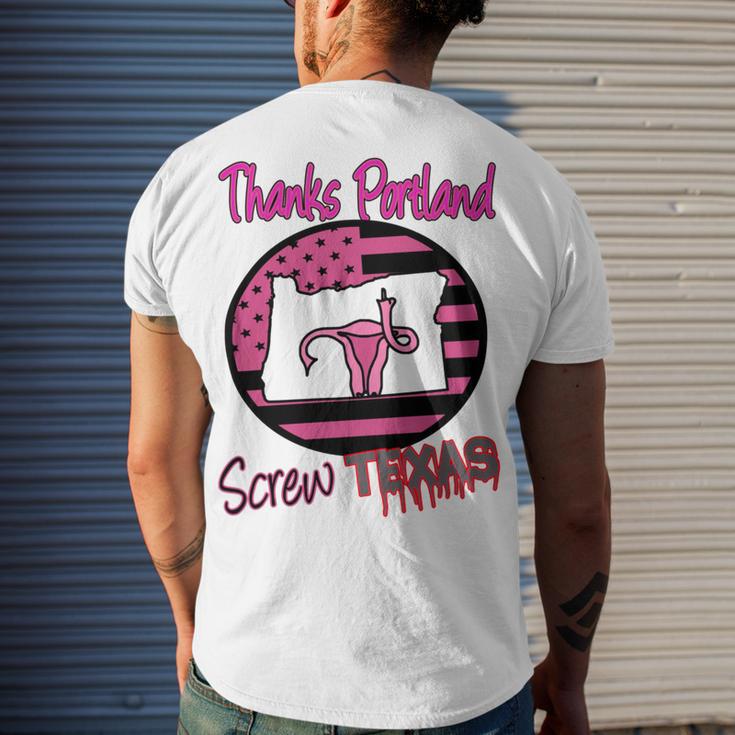 Thanks Portland Screw Texas Mind Your Own Uterus Men's Crewneck Short Sleeve Back Print T-shirt Gifts for Him