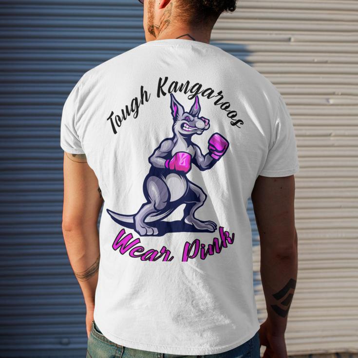 Tough Kangaroos Wear Pink In Support Of Breast Cancer Awareness Men's Crewneck Short Sleeve Back Print T-shirt Gifts for Him