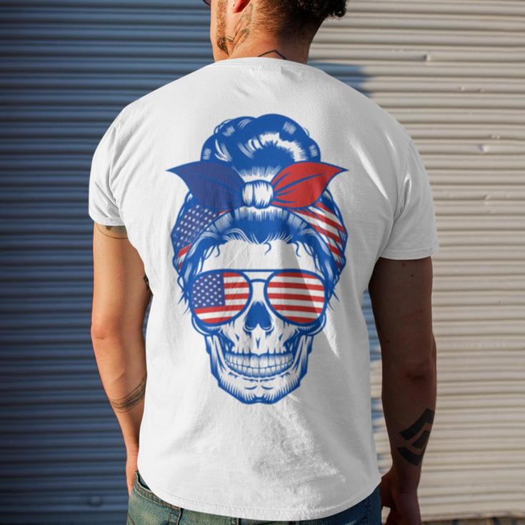 Ultra Maga Red White Blue Skull Men's Crewneck Short Sleeve Back Print T-shirt Gifts for Him