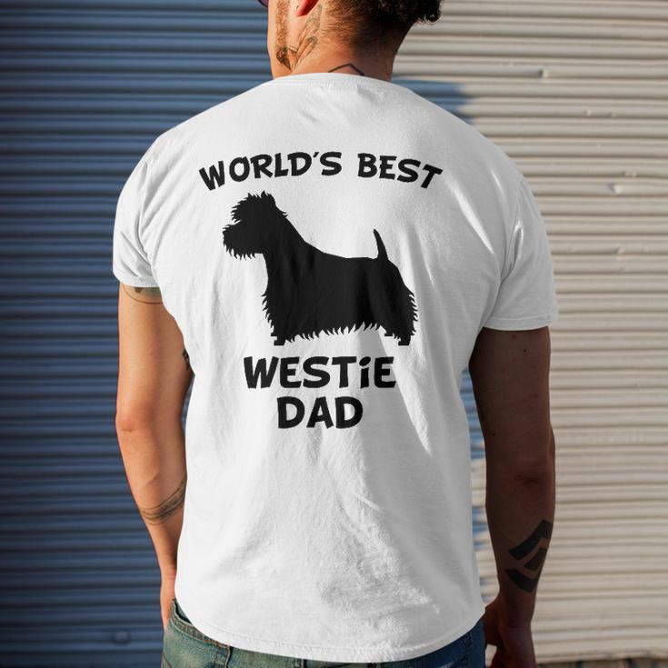 Mens Worlds Best Westie Dad Dog Owner Men's Back Print T-shirt Gifts for Him