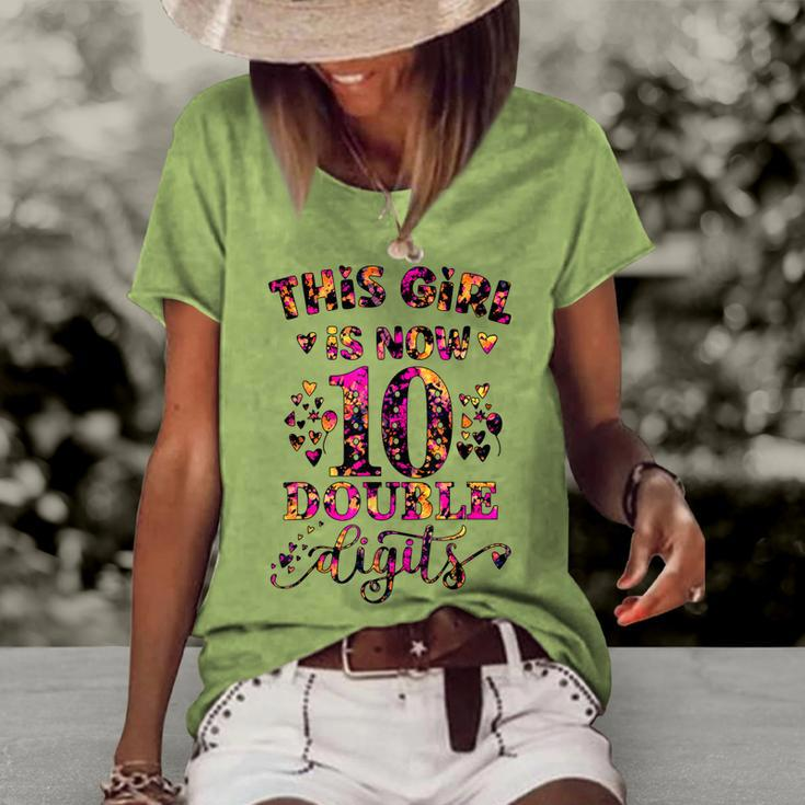 10Th Birthday This Girl Is Now 10 Double Digits Tie Dye Women's Loose T-shirt