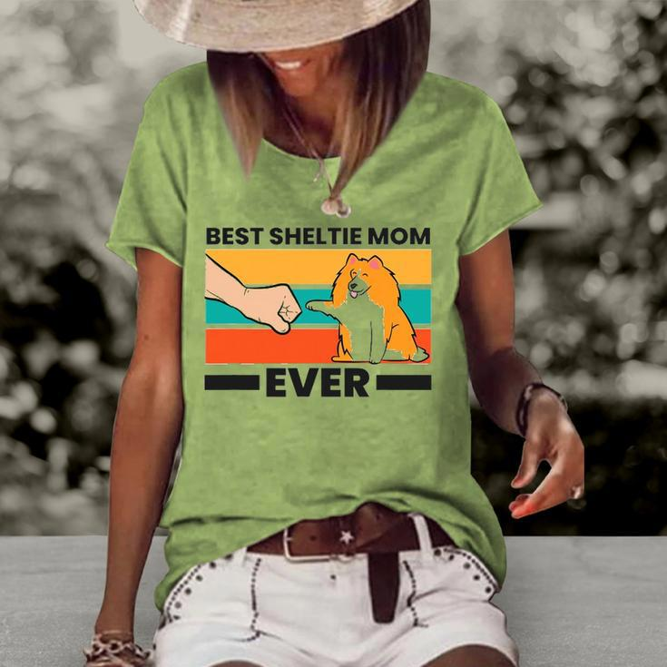 Best Sheltie Mom Ever Sheepdog Mama Shetland Sheepdogs Women's Short Sleeve Loose T-shirt
