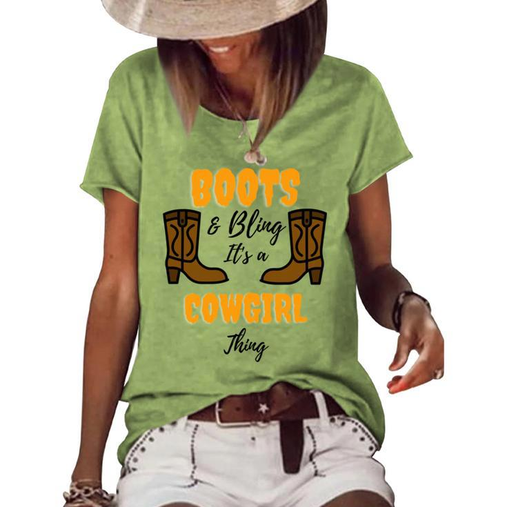 Boots Bling Its A Cowgirl Thing  Women's Short Sleeve Loose T-shirt