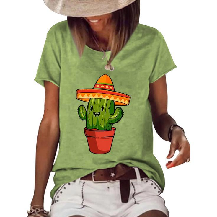 Cactus Cinco De Mayo Mexican V2 Women's Short Sleeve Loose T-shirt