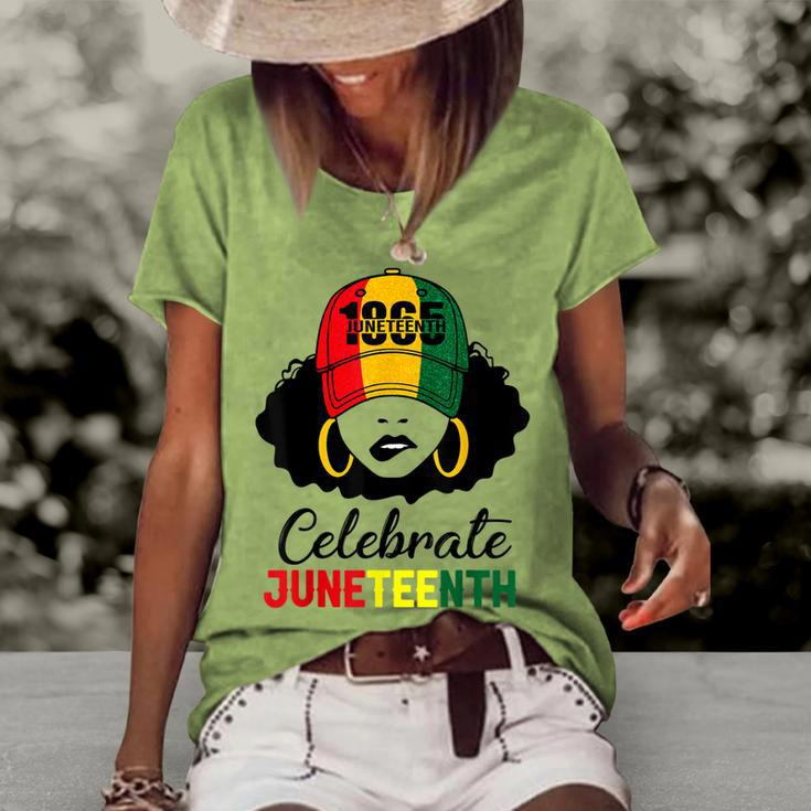 Celebrate Junenth 1865 Black Girl Magic Melanin Women  Women's Short Sleeve Loose T-shirt