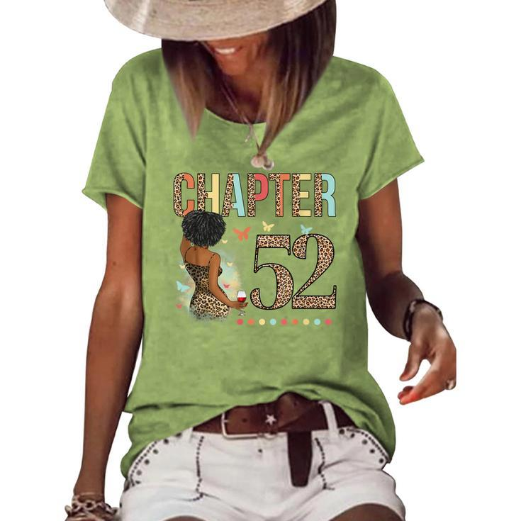 Chapter 52 Years Old 52Nd Birthday Leopard Afro Black Womens Women's Loose T-shirt
