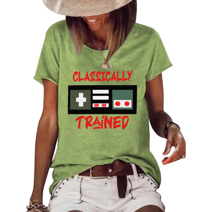 Classically Trained Shirt Funny Gamer Shirt Gamer Shirt Video Game Shirt Gamer Gift Funny Musician Shirt Women's Short Sleeve Loose T-shirt