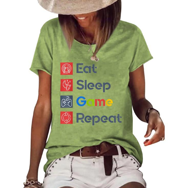 Eat Sleep Game Repeat Women's Short Sleeve Loose T-shirt