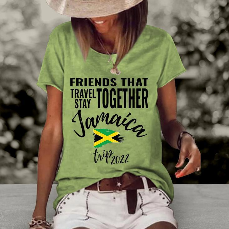 Friends That Travel Together Jamaica Girls Trip 2022 Design Women's Short Sleeve Loose T-shirt