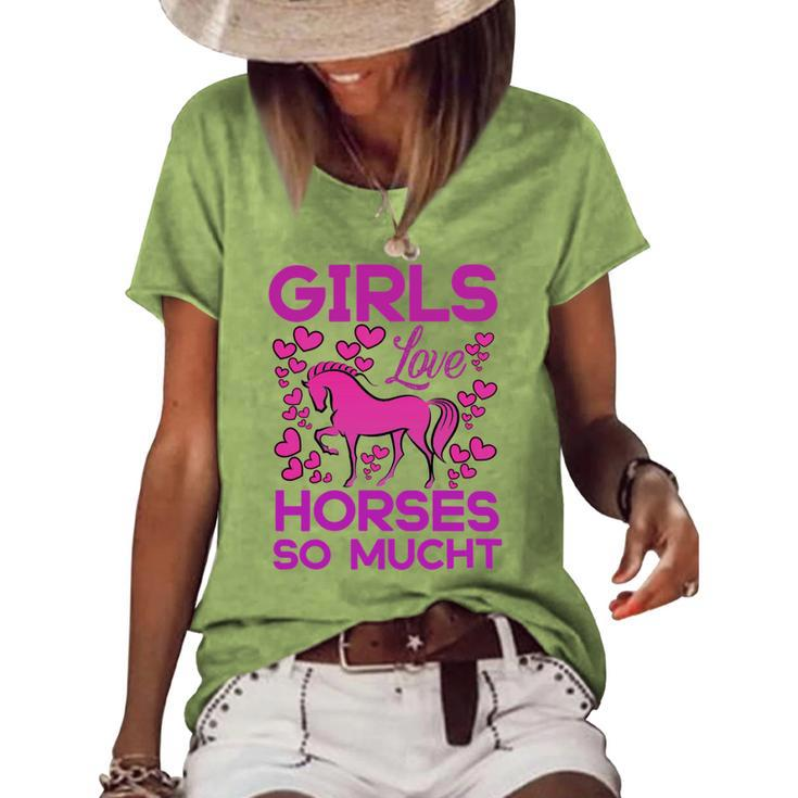 Girls Love Hhoresed So Much Women's Short Sleeve Loose T-shirt