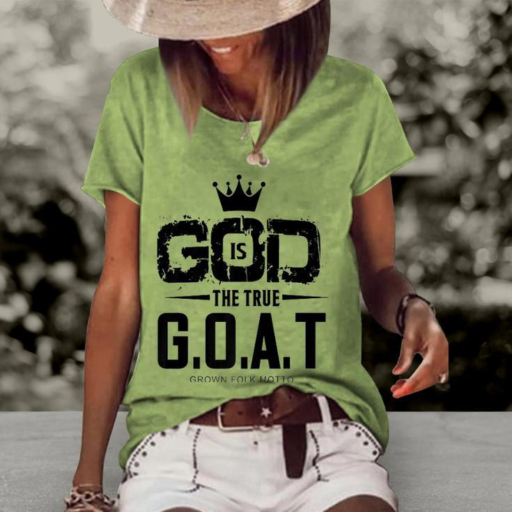 God Is The Greatest Of All Time GOAT Inspirational Women's Short Sleeve Loose T-shirt