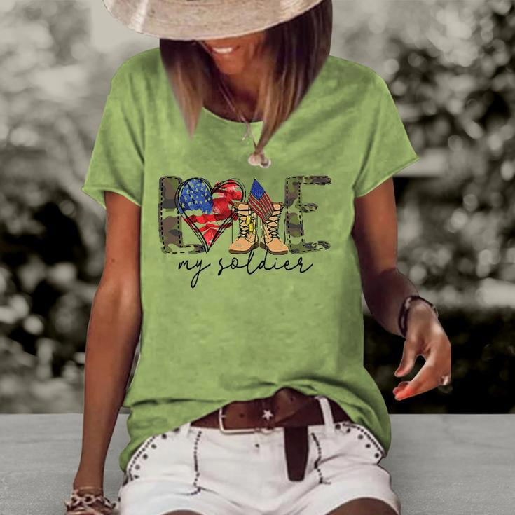 I Love My Soldier Military Military Army Wife Women's Short Sleeve Loose T-shirt
