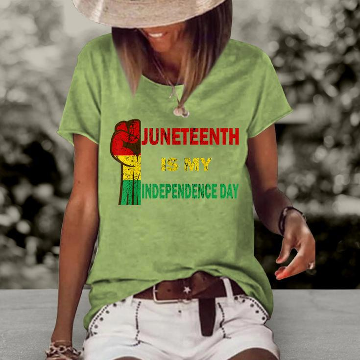 Juneteenth Is My Independence Day For Women Men Kids Vintage Women's Loose T-shirt