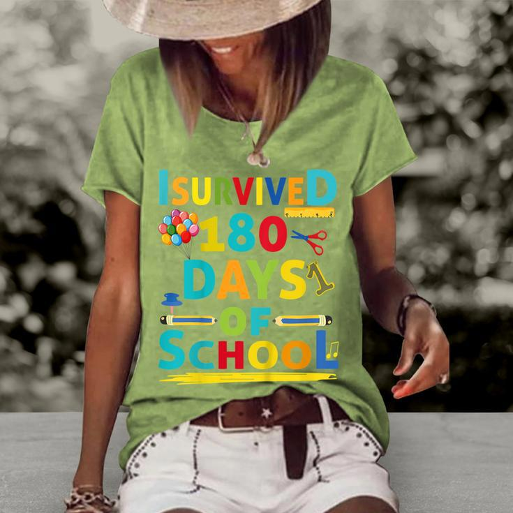 Kids I Survived 180 Days Of School 2022 Class Activity Teacher Women's Loose T-shirt