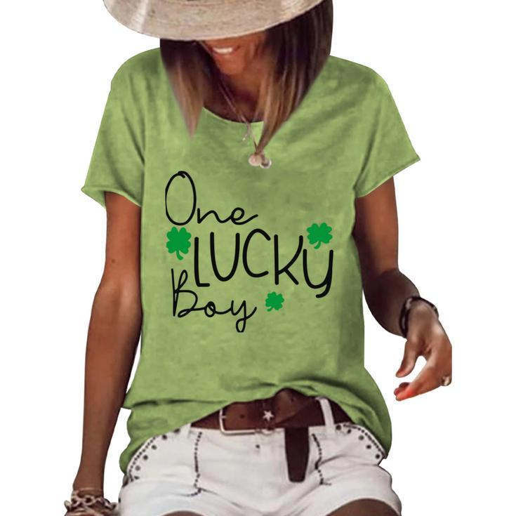 One Lucky Boy Funny St Patrick Day Women's Short Sleeve Loose T-shirt