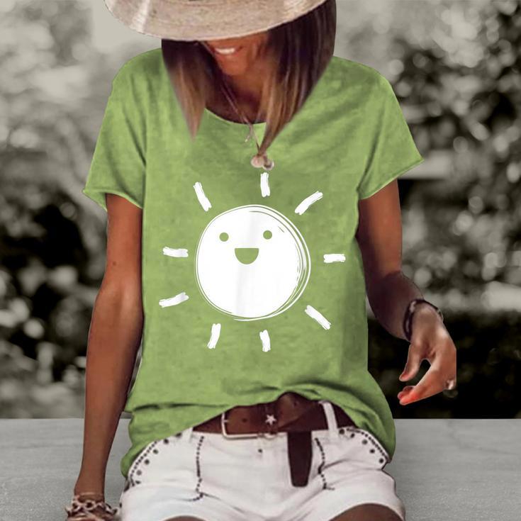 Smiling Sun Sunshine Happy Smile Kids Teachers Women's Loose T-shirt