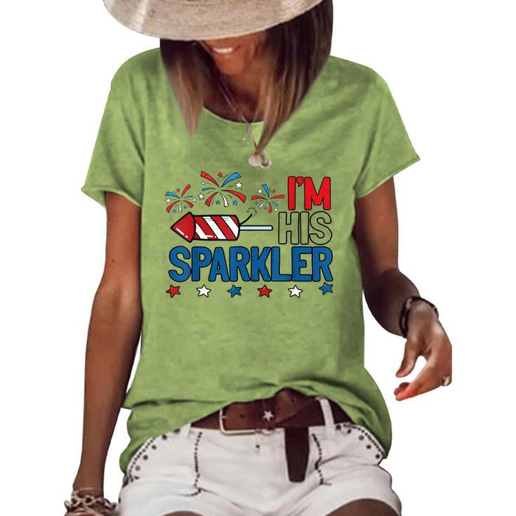Mens Im His Sparkler 4Th Of July Matching Couples For Her Women's Loose T-shirt