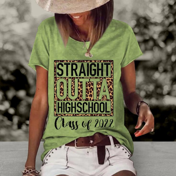 Straight Outta High School Class Of 2022 Graduation Boy Girl Women's Short Sleeve Loose T-shirt
