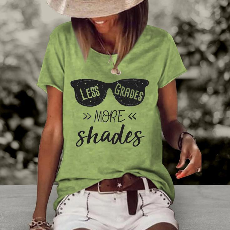 Teacher S Less Grades More Shades Last Day School Women's Short Sleeve Loose T-shirt