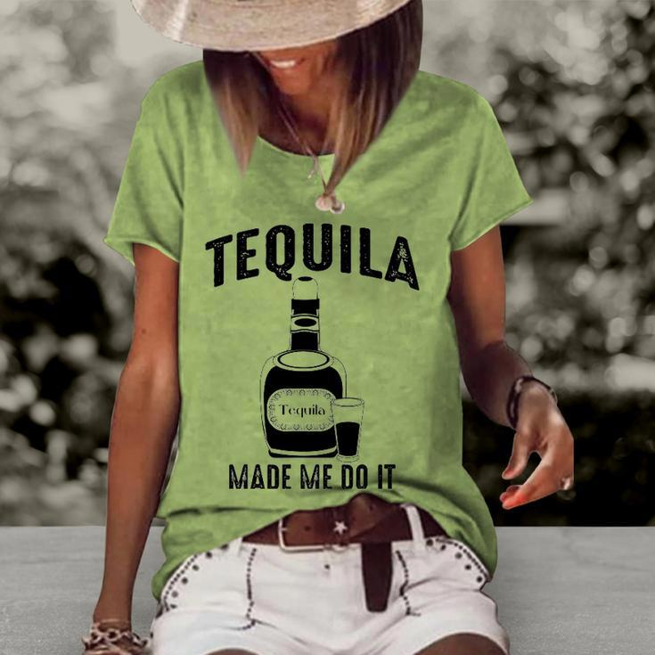 Tequila Made Me Do It Cute Funny Gift Women's Short Sleeve Loose T-shirt