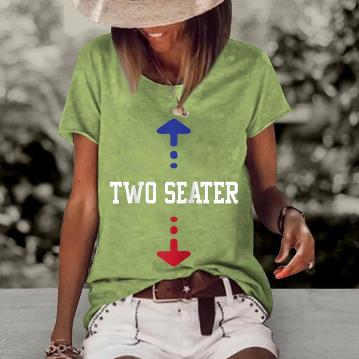 Two Seater 4Th Of July American Flag For Girls Men Dad Joke Women's Loose T-shirt