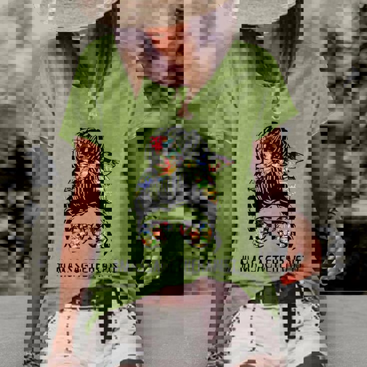 Women Lotus Massage Therapist Messy Bun Gift Women's Short Sleeve Loose T-shirt