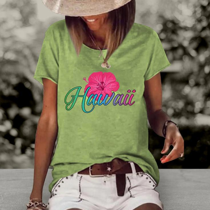 Womens Aloha Hawaii From The Island - Feel The Aloha Flower Spirit  Women's Short Sleeve Loose T-shirt