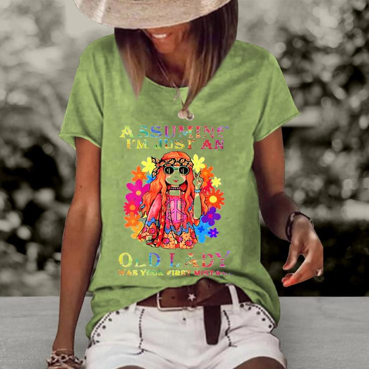Womens Assuming Im Just An Old Lady Hippie   Women's Short Sleeve Loose T-shirt