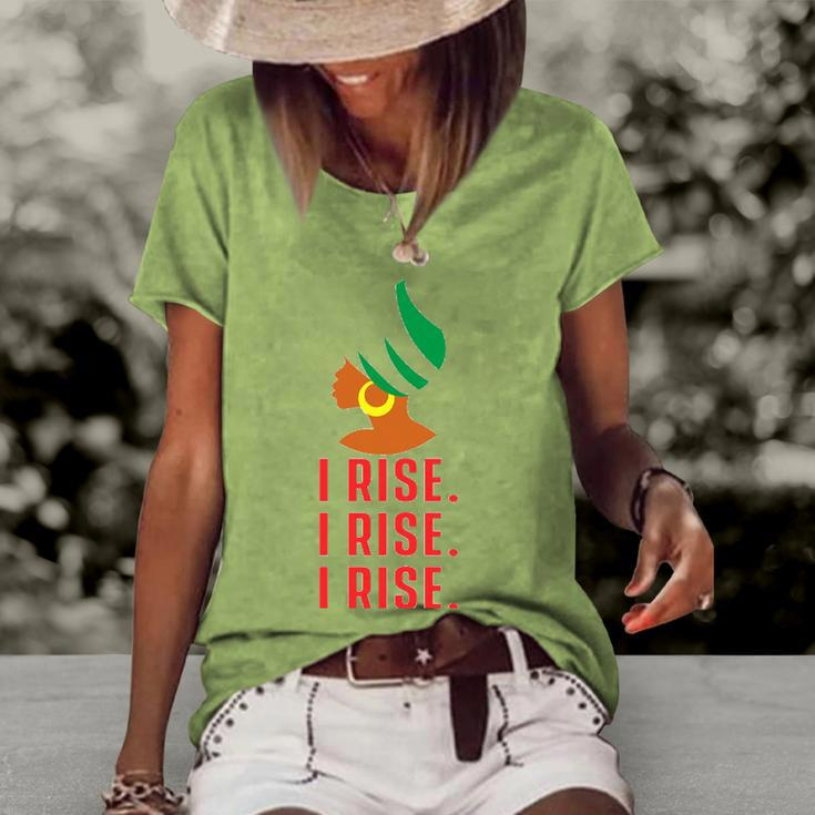 Womens I Rise Black Woman Cute Girl Strong African American Gift Women's Short Sleeve Loose T-shirt