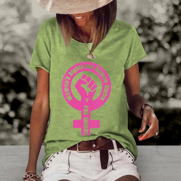 Womens Womens Rights Are Human Rights Pro Choice  Women's Short Sleeve Loose T-shirt